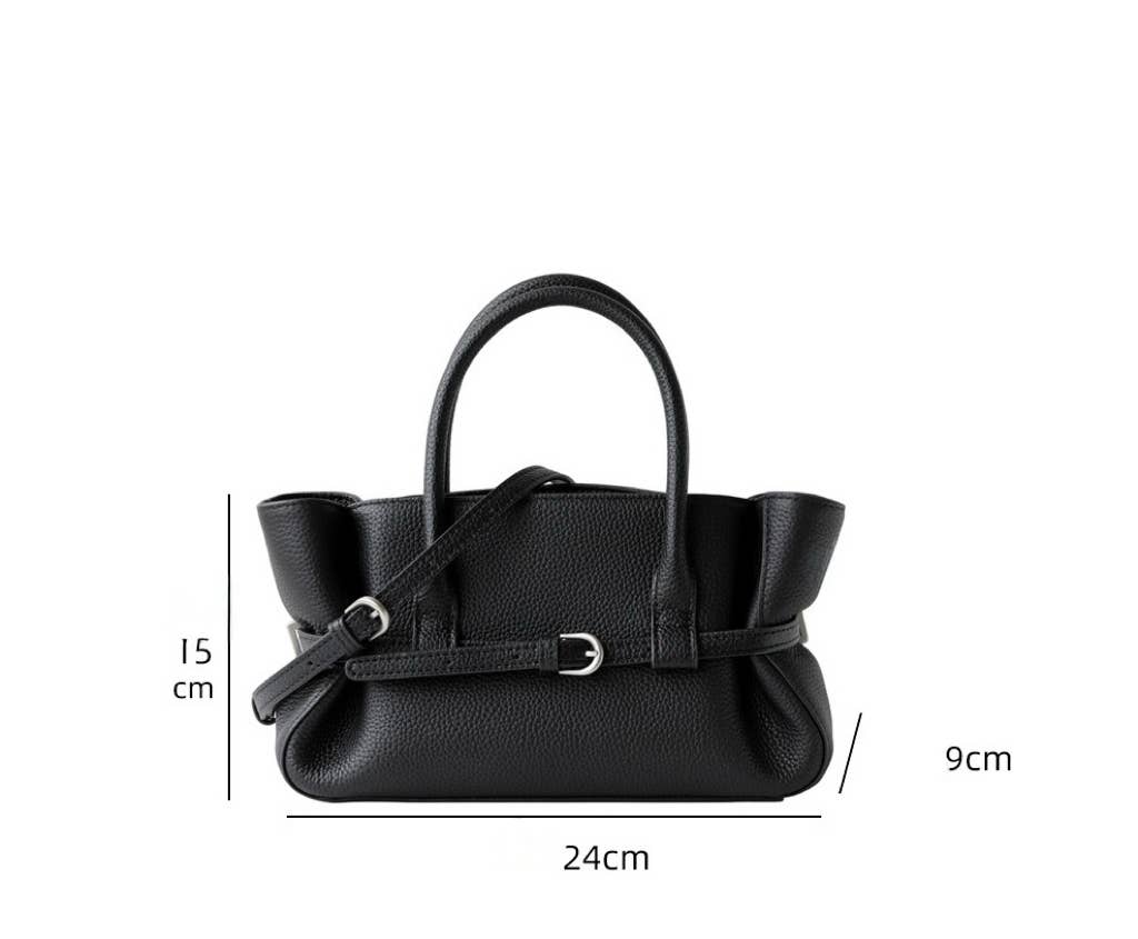 Sac à main Elégant - Cuir froncé avec ceinture