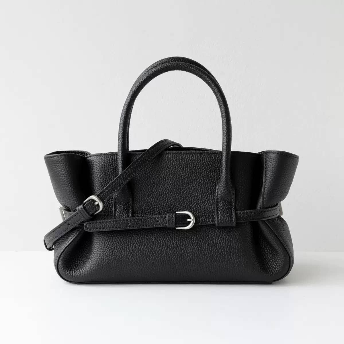 Sac à main Elégant - Cuir froncé avec ceinture