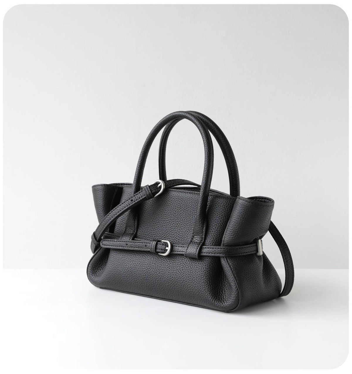 Sac à main Elégant - Cuir froncé avec ceinture